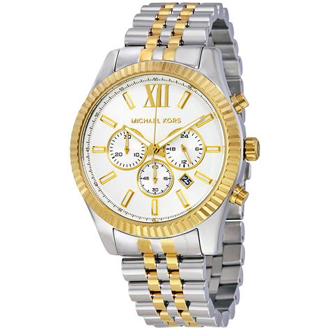 michael kors leather whire watches|Michael Kors watch lexington.